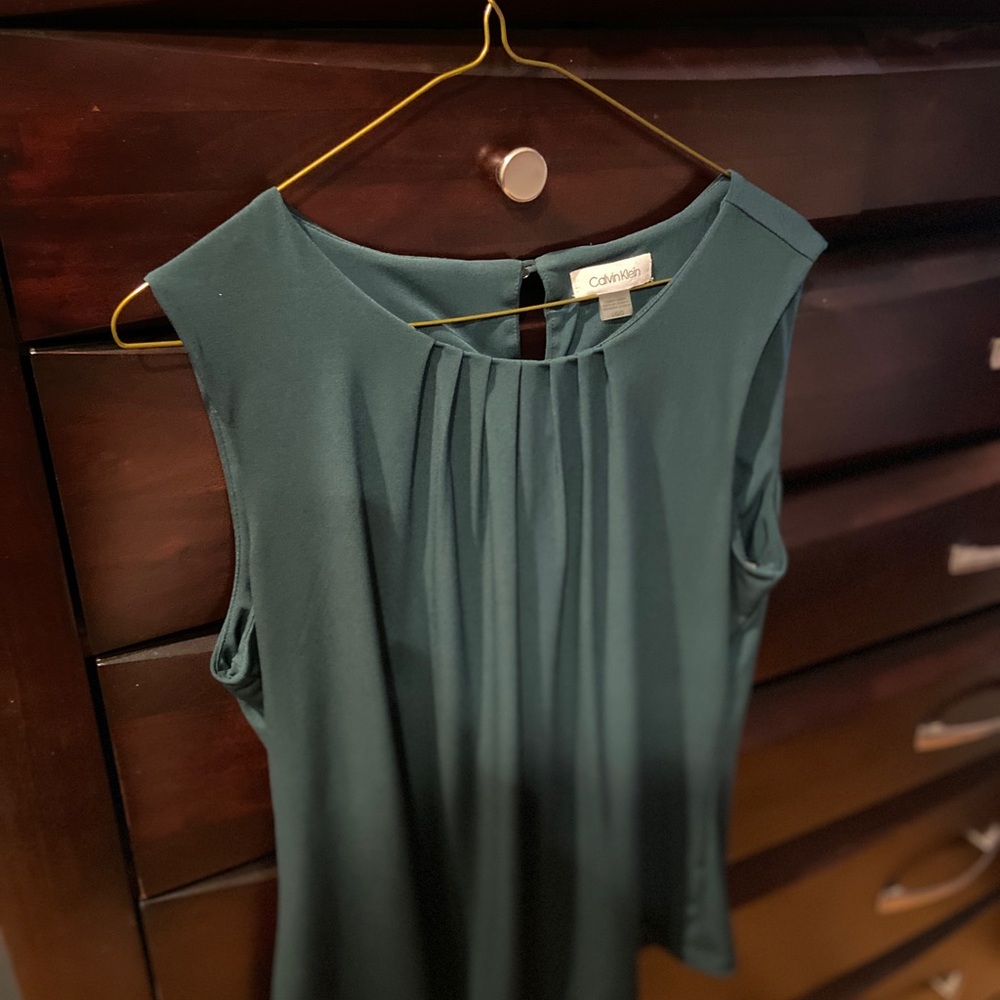 Calvin Klein Green Pleated Blouse